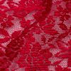 Red Floral Pleated Embroidered Lace with Scalloped Edges - Detail | Mood Fabrics