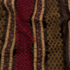 Brown, Beige and Red Wool Boucle Embroidered Polyester Satin with Sequins and Floral Applique Stripes | Mood Fabrics