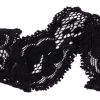 Black Floral and Scalloped Stretch Corded Lace Trim - 1.25" - Detail | Mood Fabrics