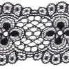 Black Flowers and Medallions Scalloped Lace Trim - 2.5" - Detail | Mood Fabrics