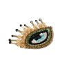 Gold, Green and Aqua Glam Eye with Lashes Glass Beaded Applique - 1.5" x 1.875" - Folded | Mood Fabrics