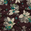 Chocolate, Teal and Cream Floral Silk Jersey | Mood Fabrics