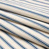 Navy on White Ticking Stripes Cotton Herringbone Twill - Folded | Mood Fabrics