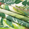 Green and Cream Tropical Leaves Printed Polyester Canvas - Folded | Mood Fabrics