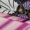 Rose Violet, Lilac and Black Onyx Stained Glass Flowers and Painterly Stripes Silk Jersey - Folded | Mood Fabrics