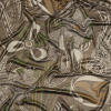 Green, Olive and Black Retro Floral SIlk Jersey with Gold Foil | Mood Fabrics