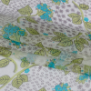 Spring Green, Turquoise and White Flowers and Tiny Diamonds Crinkled Silk Chiffon - Folded | Mood Fabrics