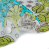 Spring Green, Turquoise and White Flowers and Tiny Diamonds Crinkled Silk Chiffon - Detail | Mood Fabrics