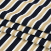 Oscar De La Renta Navy, White and Metallic Gold Striped Stretch Interlock Knit - Detail | Mood Fabrics