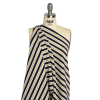 Oscar De La Renta Navy, White and Metallic Gold Striped Stretch Interlock Knit - Spiral | Mood Fabrics