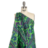 Metallic Blue, Green and Purple Inkblot Stripes Luxury Brocade - Spiral | Mood Fabrics