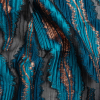 Metallic Copper, Teal and Black Abstract Islands Ribbed Burnout Luxury Brocade | Mood Fabrics