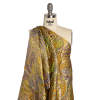 Metallic Gold, Yellow and Periwinkle Organic Flow Luxury Brocade - Spiral | Mood Fabrics