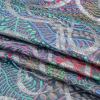 Metallic Silver, Blue and Pink Organic Flow Luxury Brocade - Folded | Mood Fabrics