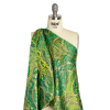 Metallic Gold and Lime Green Organic Flow Luxury Brocade - Spiral | Mood Fabrics