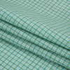 Grass Green, Blue and White Plaid Medium Weight Linen Woven - Folded | Mood Fabrics