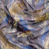 Blue, Purple and Yellow Swirling Bouquets Silk Chiffon | Mood Fabrics