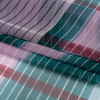 Teal, Lavender and Burgundy Stripes and Rectangles Crinkled Chiffon Panel - Folded | Mood Fabrics