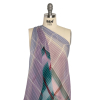 Teal, Lavender and Burgundy Stripes and Rectangles Crinkled Chiffon Panel - Spiral | Mood Fabrics