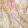 Pink, Lime and White Floral Patchwork Metallic Pinstriped Silk Chiffon | Mood Fabrics