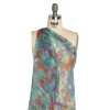 Mint, Purple and Turquoise Ornamental Gardens Crinkled Silk Chiffon - Spiral | Mood Fabrics