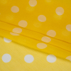 Famous Australian Designer Yellow and White Polka Dot Crinkled Silk Chiffon - Folded | Mood Fabrics