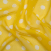 Famous Australian Designer Yellow and White Polka Dot Crinkled Silk Chiffon | Mood Fabrics