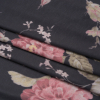 Famous Australian Designer Charcoal, Pink and Green Floral Stretch Polyester Jersey - Folded | Mood Fabrics