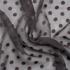 Famous Australian Designer Charcoal Satin Burnout Polka Dots Polyester Chiffon | Mood Fabrics