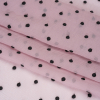 Famous Australian Designer Lilac and Black Embroidered Polka Dots Crinkled Silk Georgette - Folded | Mood Fabrics