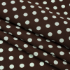 Famous Australian Designer Chocolate and Mint Polka Dot Silk Crepe de Chine - Folded | Mood Fabrics