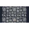 Indigo and White Elephants and Flowers Chainstitch Embroidered Lightweight Cotton Denim - Full | Mood Fabrics