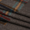 Warm Gray, Brown and Multicolor Plaid Brushed Wool Blend Twill Double Cloth Coating - Folded | Mood Fabrics