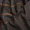 Warm Gray, Brown and Multicolor Plaid Brushed Wool Blend Twill Double Cloth Coating | Mood Fabrics