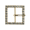 Swarovski Crystal and Gold Square Rhinestone Buckle - 1.375 | Mood Fabrics
