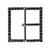 Swarovski Gunmental and Black Diamond Square Rhinestone Buckle - 1.75 - Detail | Mood Fabrics