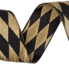 1.5" Black/Gold French Jacquard Ribbon - Detail | Mood Fabrics
