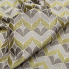 British Imported Zest Tri-Colored Geometric Petals Jacquard - Detail | Mood Fabrics