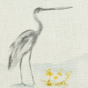 British Imported Stone Watercolor Storks Printed Cotton Canvas - Detail | Mood Fabrics