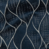 British Imported Indigo Leafy Silhouettes Polyester Jacquard - Detail | Mood Fabrics