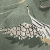 British Imported Olive Cranes Printed Cotton Canvas - Detail | Mood Fabrics