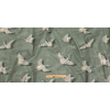 British Imported Olive Cranes Printed Cotton Canvas - Full | Mood Fabrics