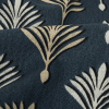 British Imported Midnight Geometric Ferns Printed Cotton Canvas - Detail | Mood Fabrics