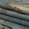 British Imported Stone Tropical Fruits and Foliage Printed Polyester Microvelvet - Folded | Mood Fabrics
