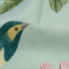 British Imported Aqua Birds in the Garden Printed Cotton Canvas - Detail | Mood Fabrics