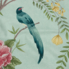 British Imported Aqua Birds in the Garden Printed Cotton Canvas | Mood Fabrics