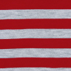 Red and Heathered Gray Striped Cotton Jersey - Detail | Mood Fabrics