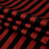 Black/Pumpkin Awning Striped Polyester Taffeta - Folded | Mood Fabrics