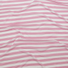 Pressed Rosebloom and Bright White Bengal Striped Polyester Jersey | Mood Fabrics