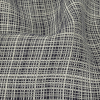 Cloud Dancer and Navy Gridded Rayon and Linen Woven - Detail | Mood Fabrics